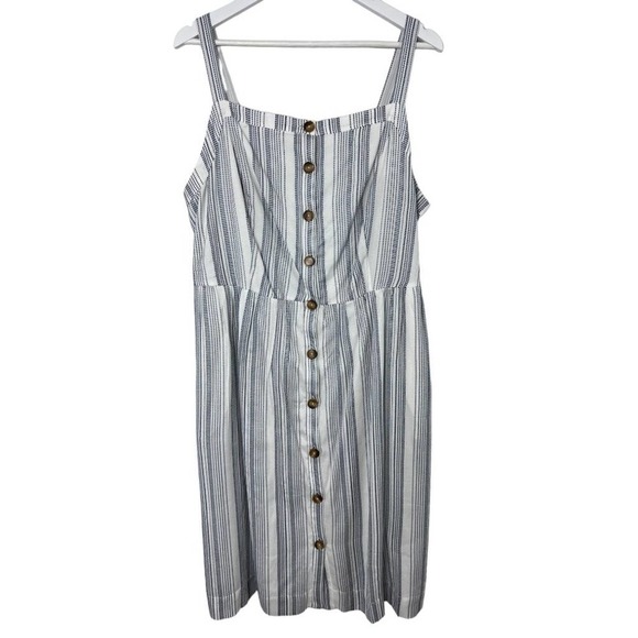 Ann Taylor Loft Dresses & Skirts - NWT Ann Taylor Loft Fit & Flare Striped Button Front Sleeveless Sundress White